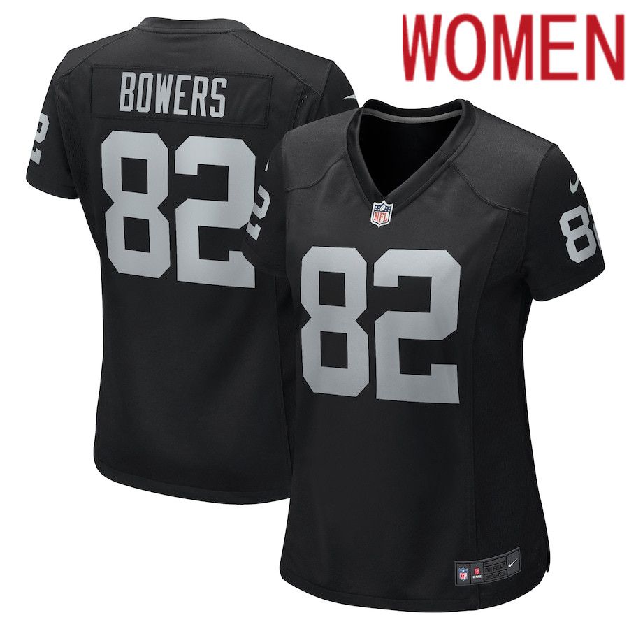 Women Oakland Raiders #82 Nick Bowers Nike Black Game Player NFL Jersey